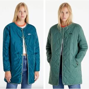 Vans Reversible Forces Duck Green Quilted Lightweight Midi Liner Jacket OS